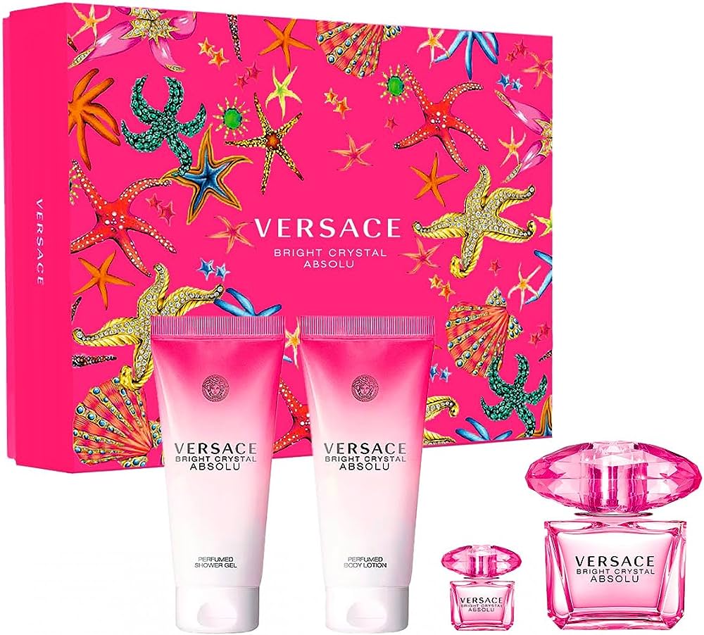 Versace Bright Crystal Absolu Set EDP D Perfume 90 ml + Crema 100 ml + Gel 100 ml + mini 5 ml