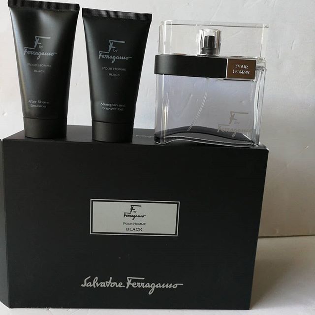 Salvatore Ferragamo F Black C Set Perfume 100 ml + Shampoo 75 ml + After Shave 75 ml + Bolso