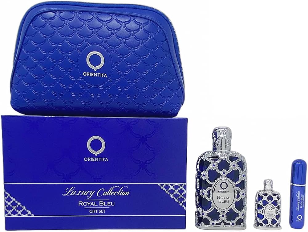 Al Haramain Orientica Luxury Royal Blue EDP Unisex Set Perf 80 ml + Mini 7,5 ml + Atomizador + Bolso