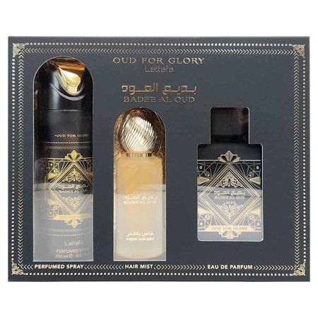 Lattafa Badee Al Oud For Glory EDP Set Perfume 100 ml + Hair Mist 50 ml + Spray 200 ml